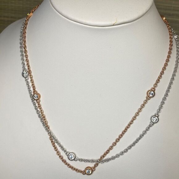 Judith Ripka 1 rose gold necklace. The silver one is sold. - Picture 2 of 5